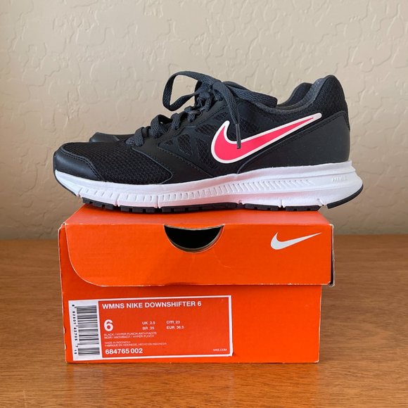 New Nike 6 Downshifter 6 Black White Hyper Punch Pink Anthracite Shoe In Box - Picture 2 of 12